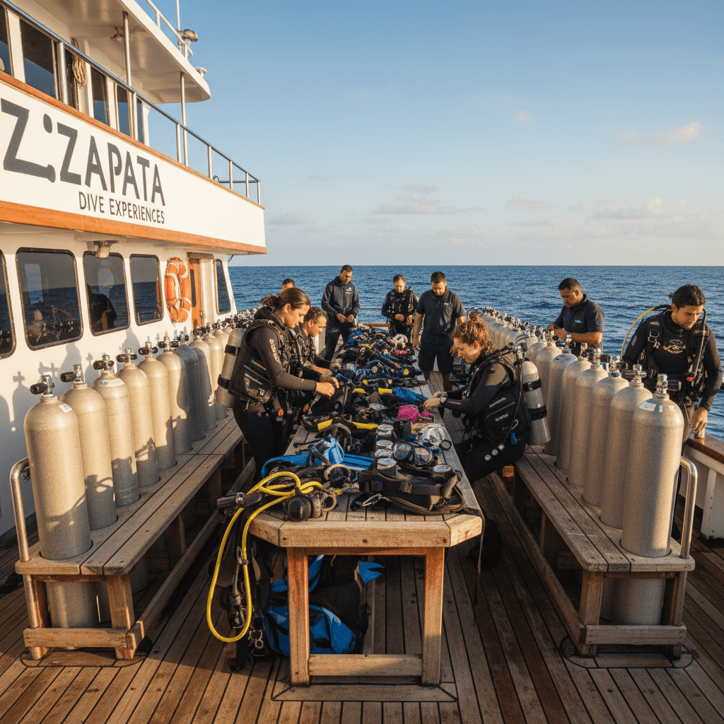 Professional dive operation setup on the boat