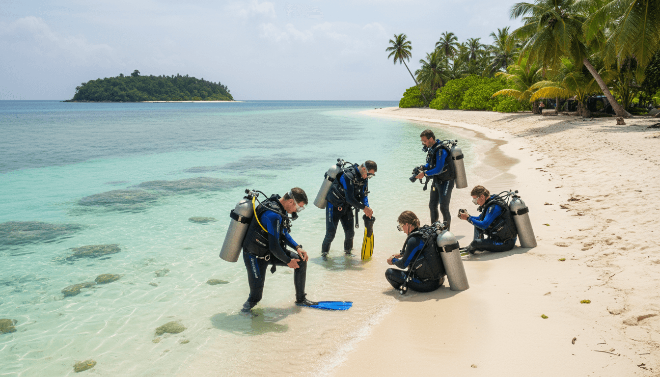 Divers preparing for group expedition