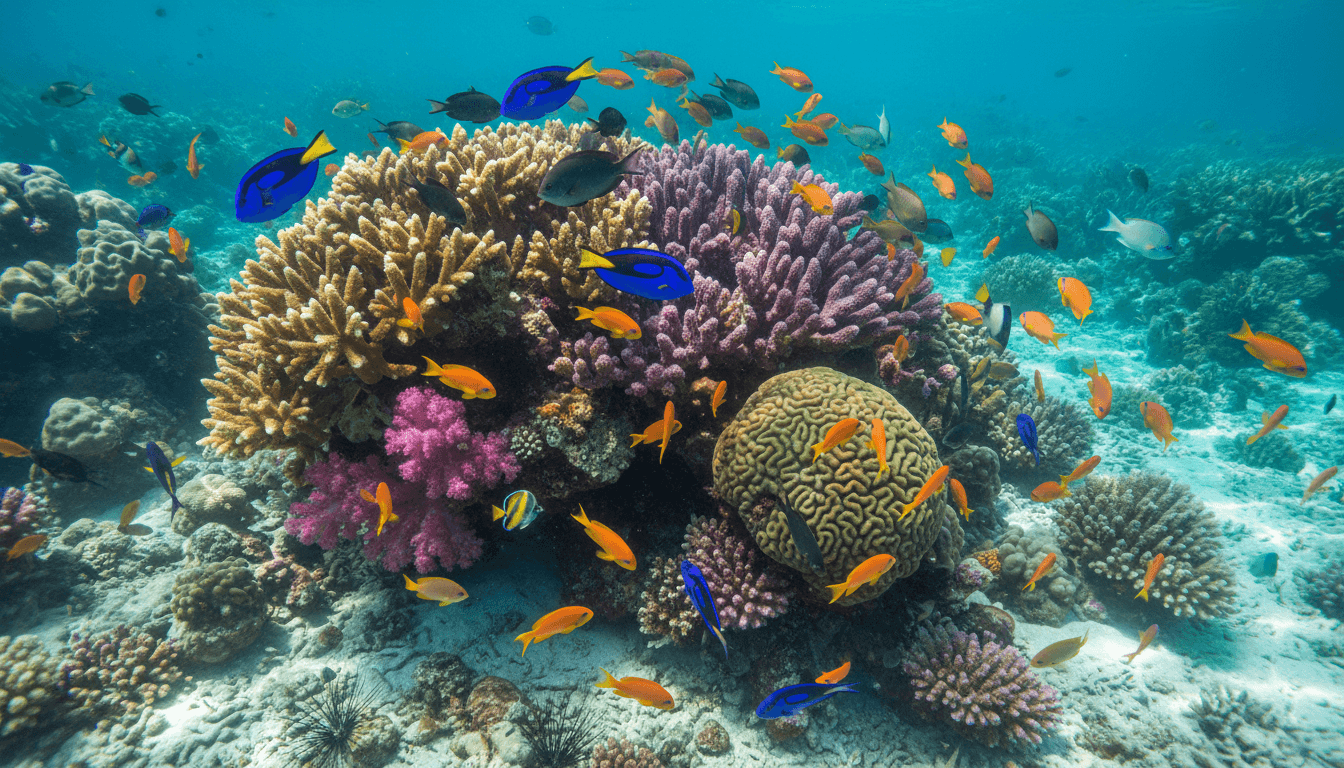 Tropical fish near coral reef