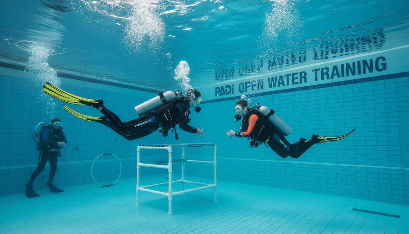 Instructor training student diver