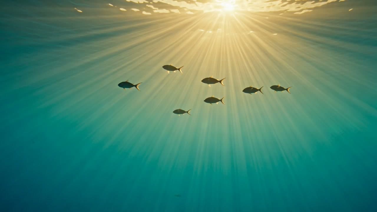 Scuba diver entering deep blue water, creating a massive explosion of white bubbles.